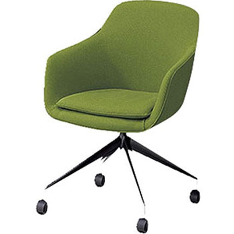 E381C-MGR ミーティングチェアー(肘付) E380型 ナイキ ビニールレザー ダークグリーン色 ブラック 高さ800mm幅575mm奥行540mm  E381C-MGR 59,988円