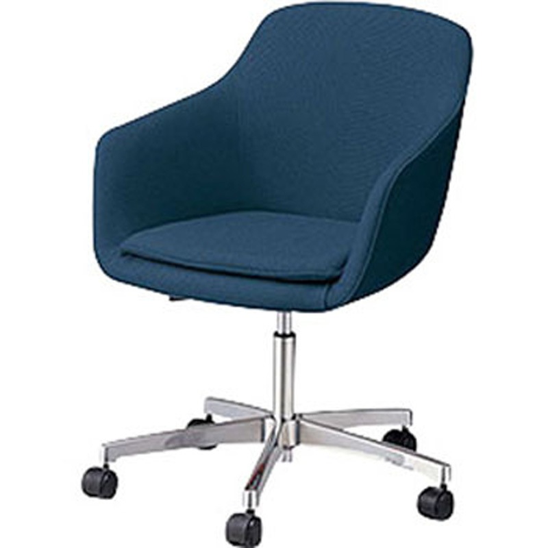 E382C-NV ミーティングチェアー(肘付) E380型 ナイキ ビニールレザー ピーコック色 シルバー 高さ780～890mm幅620mm奥行540mm  E382C-NV