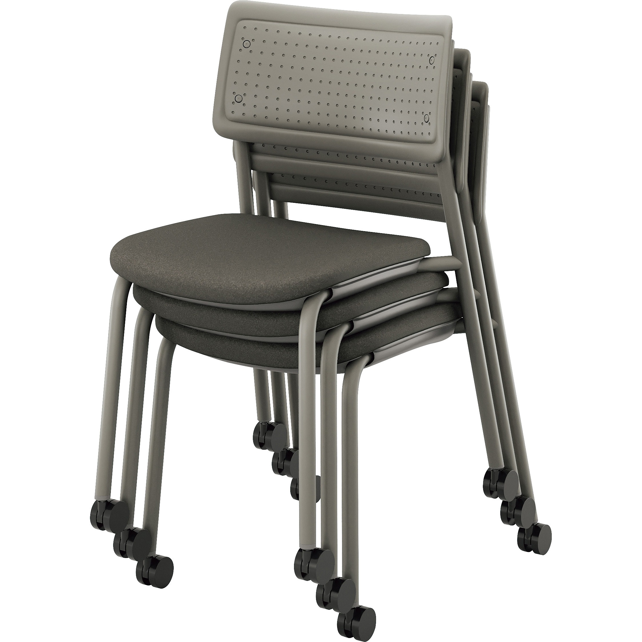 E490FC-B1-PMBK ミーティングチェアー(肘無) E490型 ナイキ 布張り ミックスブラック色