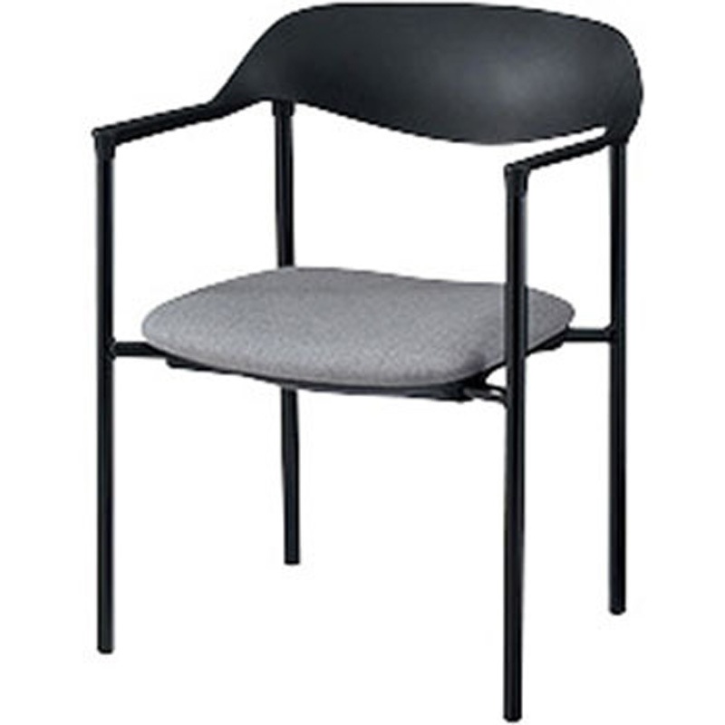 E368F-B1-GLN ミーティングチェアー(肘付) E368型 ナイキ 布張り グレー色 ブラック