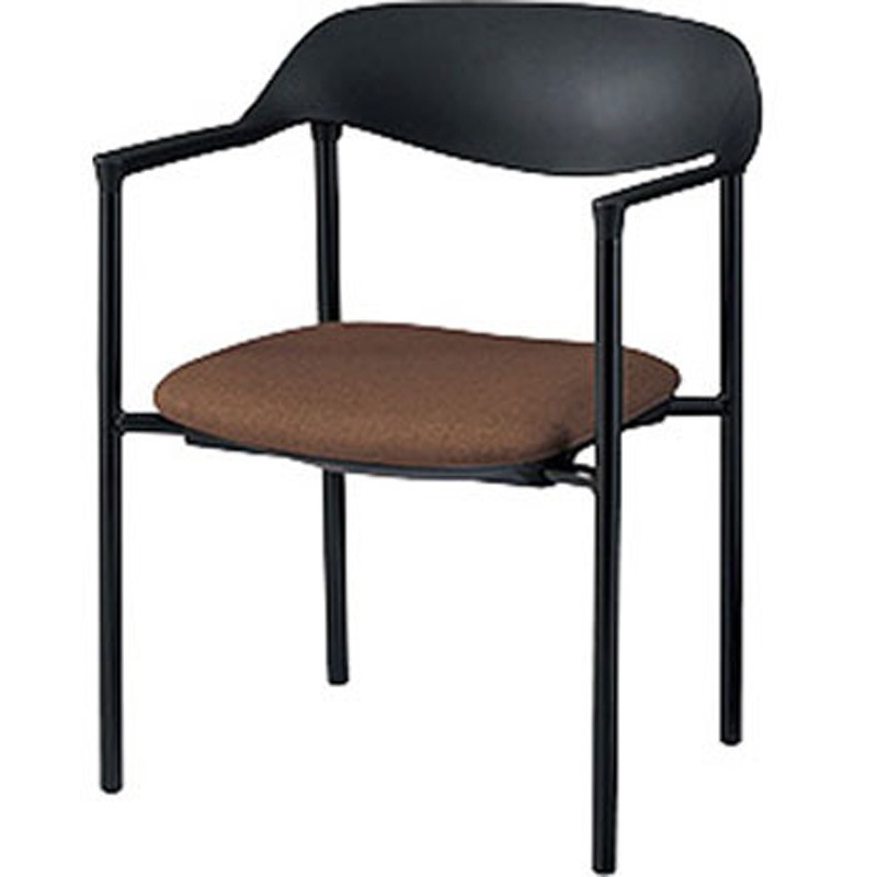 E368-B1-BR ミーティングチェアー(肘付) E368型 ナイキ ブラック レザ- ブラウン色 24,735円