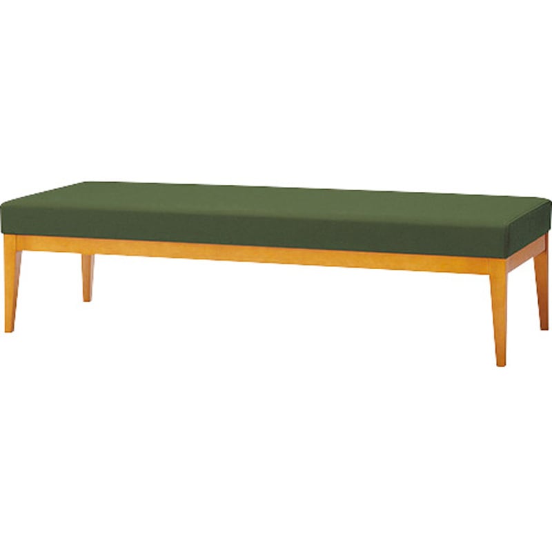 RC2205F-DG ロビーチェアー 背なし 布張り ナイキ ダークグリーン色 高さ385mm幅1500mm奥行580mm  RC2205F-DG