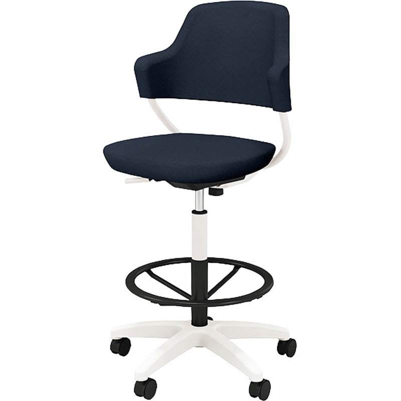 HPE521F-W-PMBK ワークチェアー(ハイ) ナイキ 肘掛有 ミックスブラック色 ホワイト 布地 高さ1095～1185mm幅565mm奥行550mm  HPE521F-W-PMBK