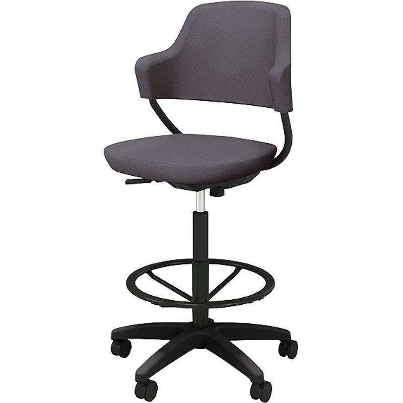 HPE521F-B-PDGL ワークチェアー(ハイ) ナイキ 肘掛有 ダークグレー色 ブラック 布地 高さ1095～1185mm幅565mm奥行550mm  HPE521F-B-PDGL