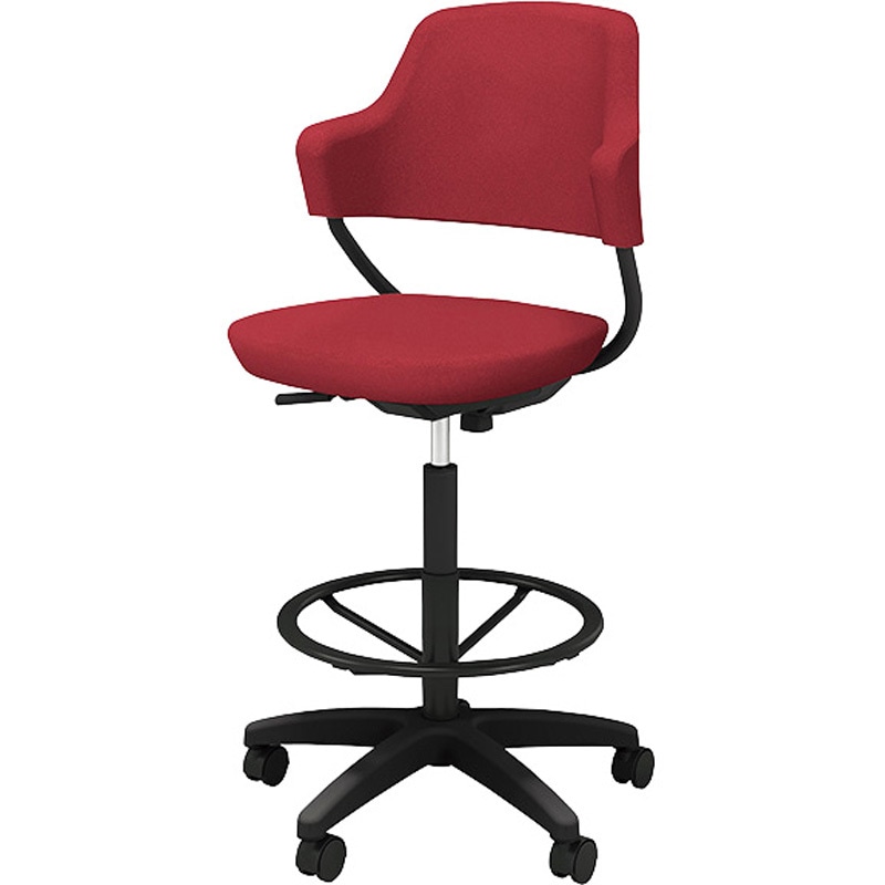 HPE521F-B-PRE ワークチェアー(ハイ) ナイキ 肘掛有 パーシアンレッド色 ブラック 布地 高さ1095～1185mm幅565mm奥行550mm  HPE521F-B-PRE