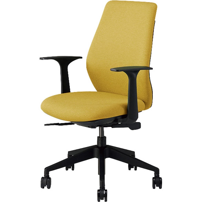 NCE513F-YE ワークチェアー(肘付) NCE型 ナイキ 肘掛有 ブラック イエロー色 高さ910～1000mm幅599mm奥行571mm  NCE513F-YE