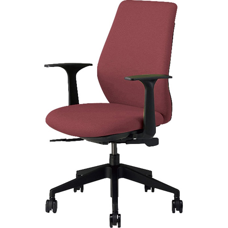 NCE513FP-RO ワークチェアー(肘付) NCE型 ナイキ 肘掛有 ブラック ローズ色 高さ910～1000mm幅599mm奥行571mm  NCE513FP-RO