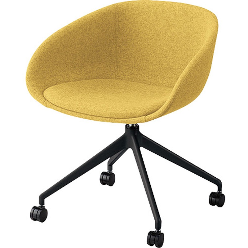 E441FSBC-MSA ミーティングチェアー ナイキ ミモザ色 サテンブラック 高さ725mm幅615mm奥行520mm  E441FSBC-MSA