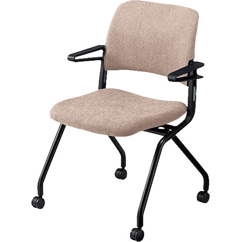 E561BF-GG ミーティングチェアー キャスター付 ナイキ 布地 グレージュ色 ブラック 高さ812mm幅575mm奥行537mm  E561BF-GG 31,187円