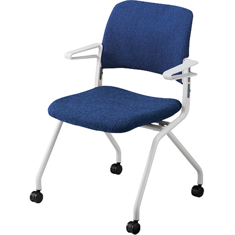 E561WF-INB ミーティングチェアー キャスター付 ナイキ 布地 インクブルー色 ホワイト 高さ812mm幅575mm奥行537mm  E561WF-INB
