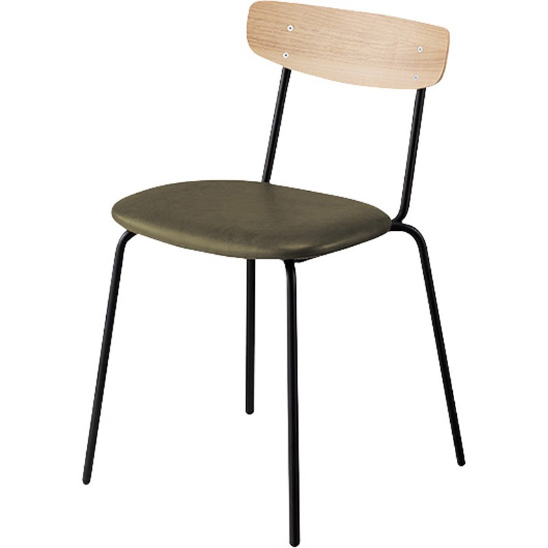 E395VSB-M15-KH ミーティングチェアー ナイキ カーキ色 サテンブラック サンドウォールナット 高さ723mm幅437mm奥行465mm  E395VSB-M15-KH