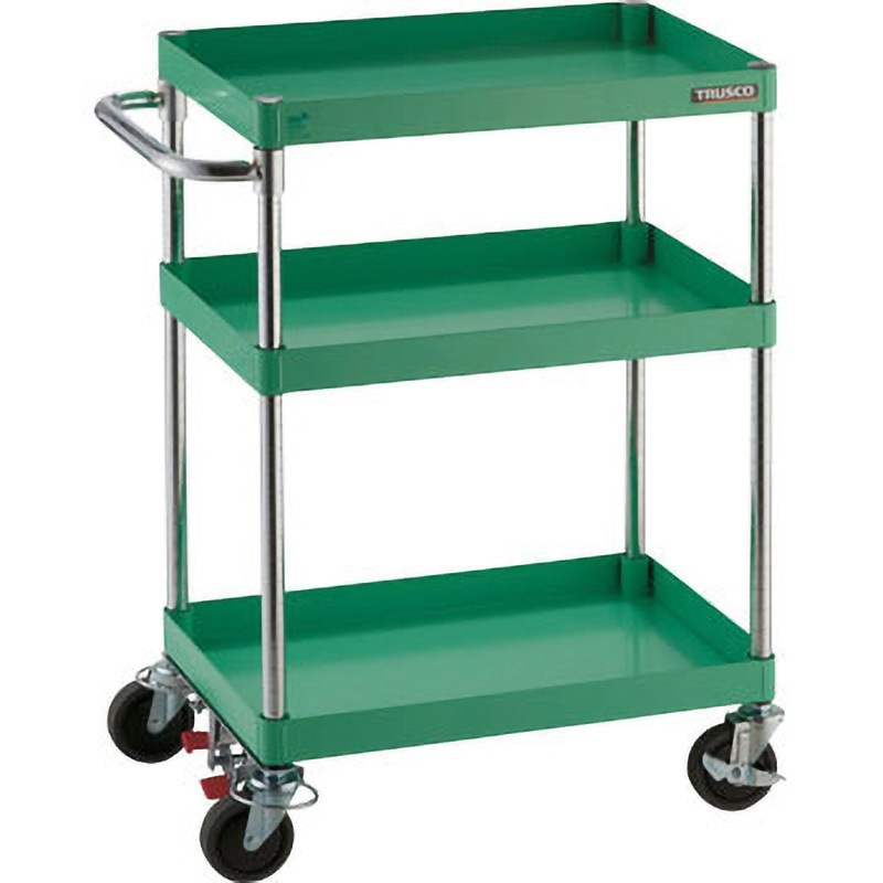 PEW-963-4B-YG フェニックスワゴン(ストッパー付) TRUSCO 3段 ヤンググリーン色 高さ400mm間口600mm奥行880mm  PEW-963-4B-YG
