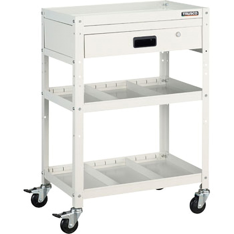 RBW-953S2V W ラビットワゴン TRUSCO 自在×4キャスター 引出しあり 3段 ホワイト色   RBW-953S2V W
