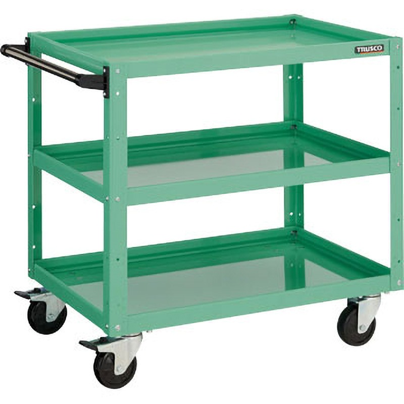 EGW-993J-YG イーグルワゴン(ゴムキャスター4輪自在仕様) TRUSCO 3段 ヤンググリーン色 自在×4キャスター 奥行600mm高さ880mm  EGW-993J-YG