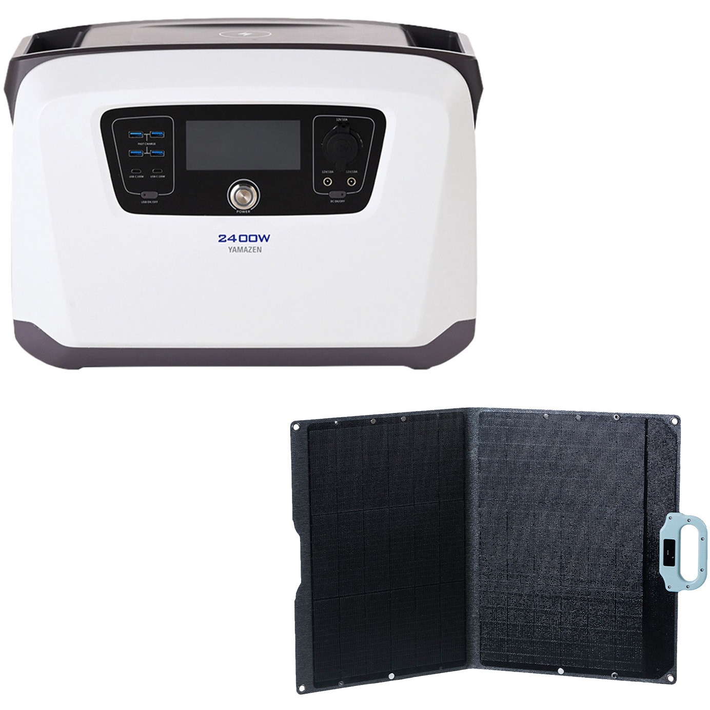 YPB-RS2400+YSP-M60 ELEIN ポータブル電源 リン酸鉄リチウムイオン電池 ソーラーパネル付き YAMAZEN(山善) バッテリー容量1792Wh 定格出力2400W