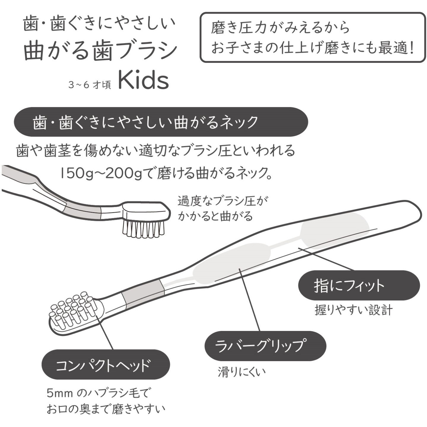まがるハブラシKids 自分で磨く用 アイ・シー・アイデザイン研究所 