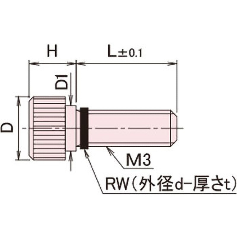 NB-315CDC-R 黄銅 ローレットツマミ(段付・ワッシャー組込) / NB