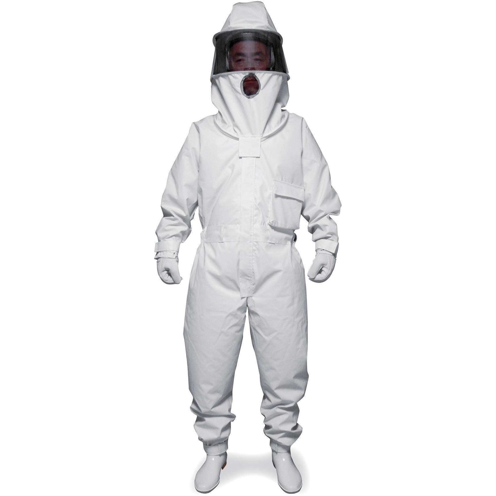 375908 冷却ファン付き蜂防護服(手袋セット) 日本緑十字社 ホワイト色