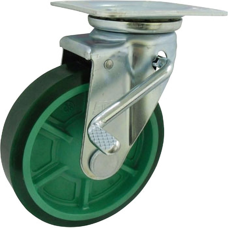 PNUAJB150 樹脂製ウレタンゴム車輪(ベアリング無)自在車ストッパー付 ヨドノ 車輪径150mm