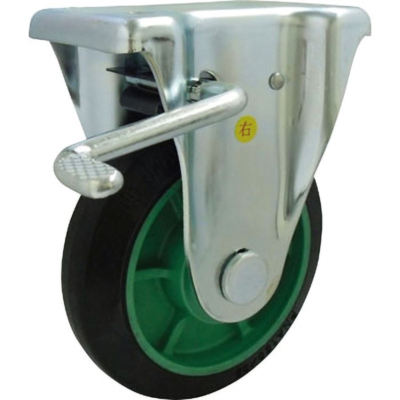 PNAKB150 樹脂製ゴム車輪(ベアリング無)固定金具ストッパー付 ヨドノ 車輪径150mm