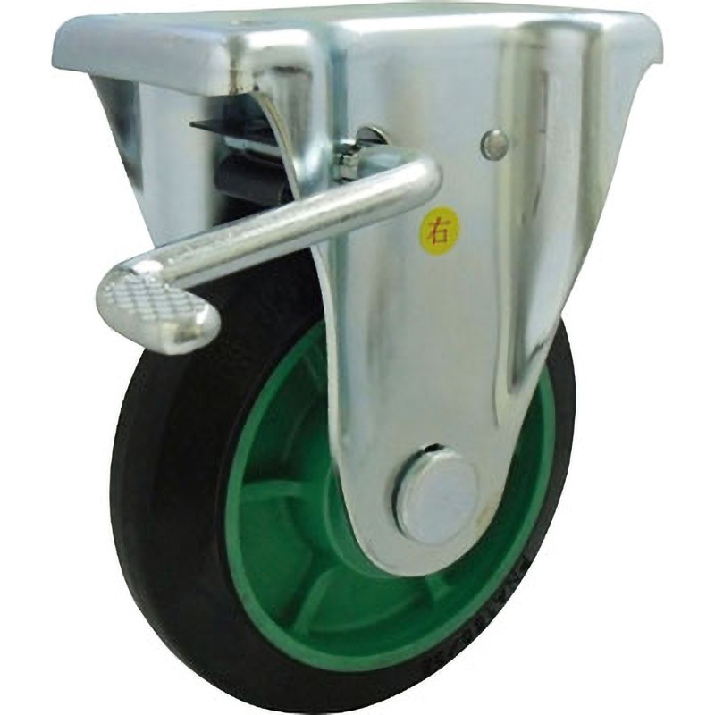 PNAKB200 樹脂製ゴム車輪(ベアリング無)固定金具ストッパー付 ヨドノ 車輪径200mm