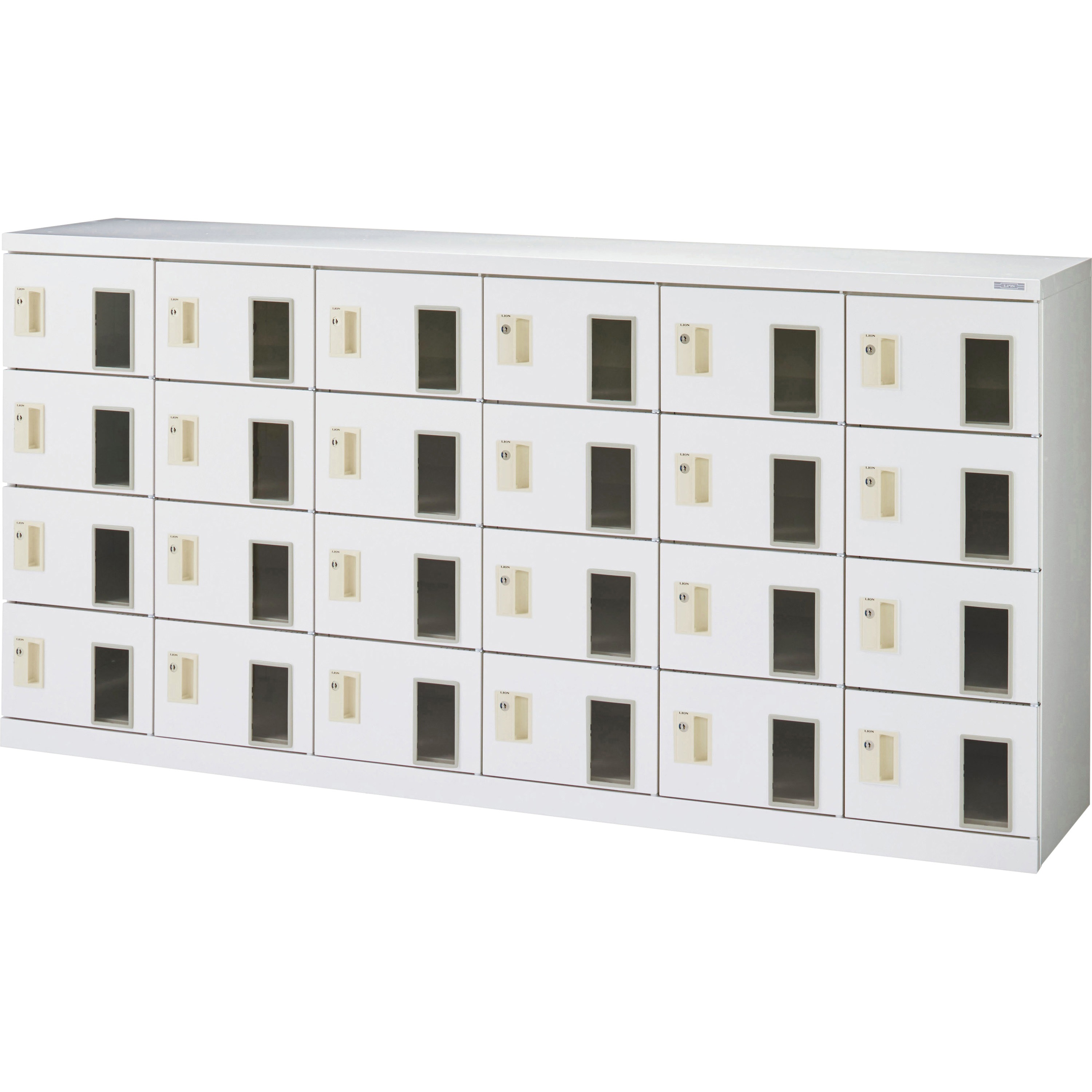 WKB64-24K 窓付シューズボックス LION (ライオン事務器) 内筒交換錠 種別6列4段24人用   WKB64-24K