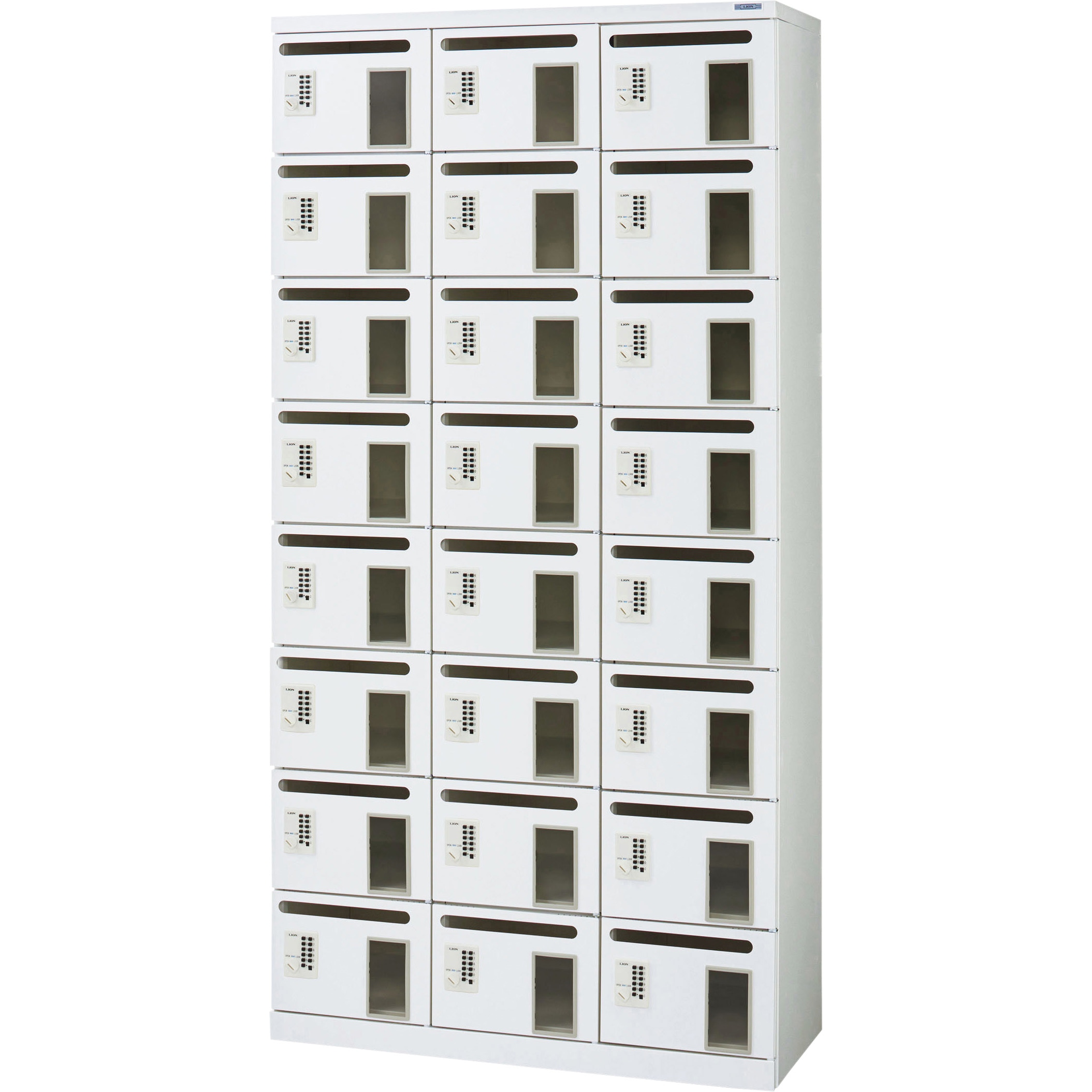 WTB38-24HP 窓付多目的ロッカー LION (ライオン事務器) プッシュ錠 種別3列8段24人用   WTB38-24HP