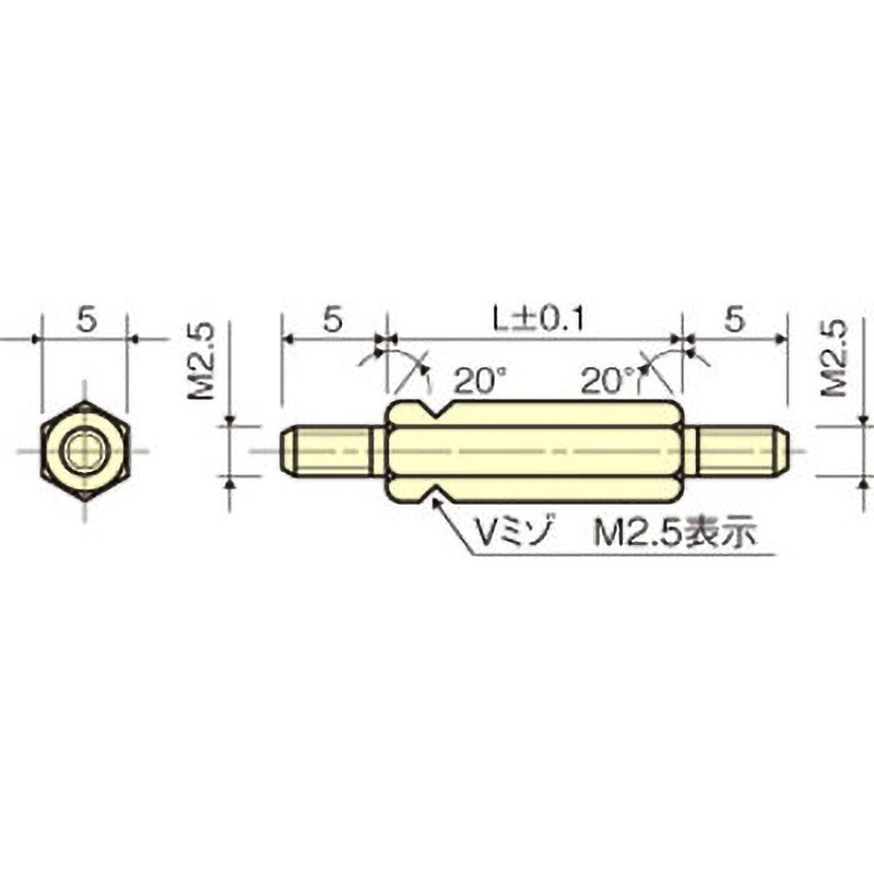 ESB-2530E 黄銅 スペーサー(六角)両オネジ / ESB-ERoHS2対応品 廣杉
