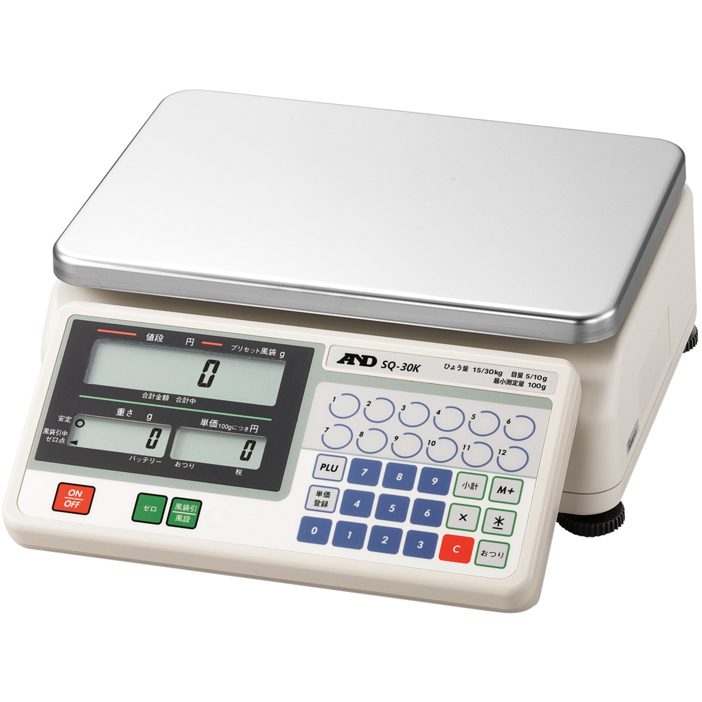 SQ30K-JA-01N00 (使用地域:1地域) 検定付きはかりデジタル料金はかり  SQシリーズ A&D ひょう量30kg