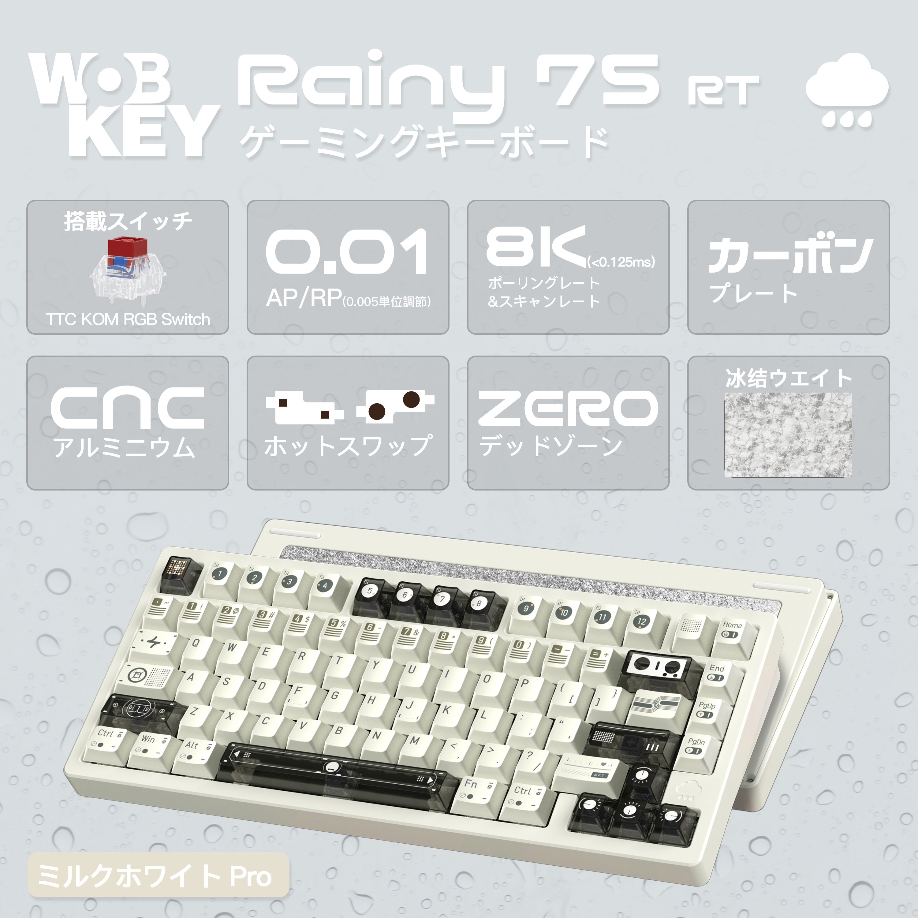 PRT75Wht Rainy75 RT Pro WOBKEY キー数81キー インターフェイスUSB