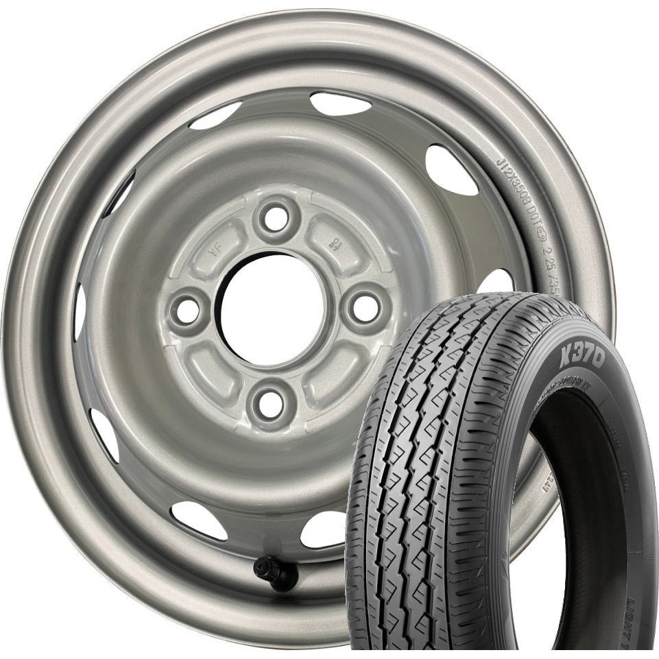 145/80R12　軽トラノーマルタイヤ・鉄ホイールセット、２本のみ【1/2】 s-355_1235+45 【軽トラ・バン】 サマータイヤ BRIDGESTONE