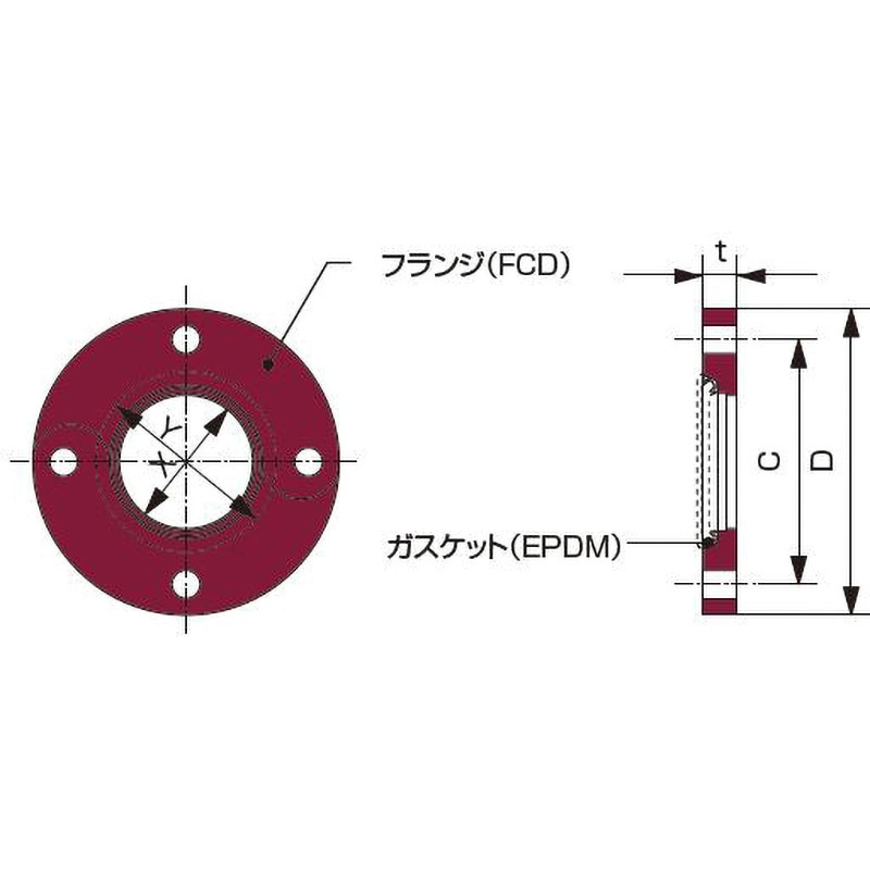 FL10-W トップフランジ(フランジ接合用) 溶融亜鉛めっき品 リケン 呼び径65A  FL10-W