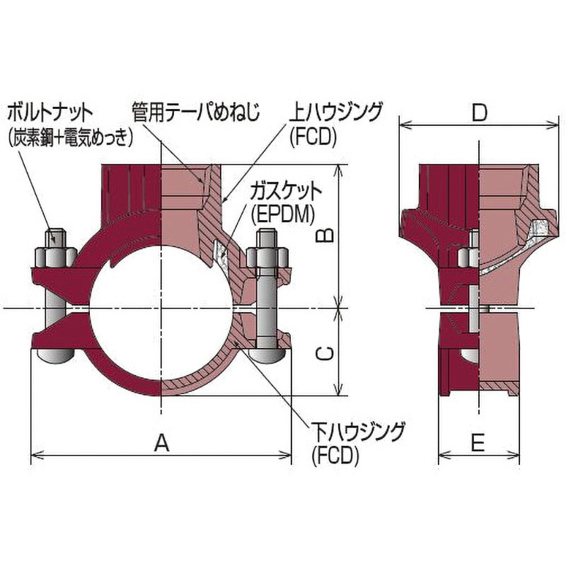 T-1 トップアウトレット (枝管取出し用) 一次防錆塗装品 リケン 鋳鉄