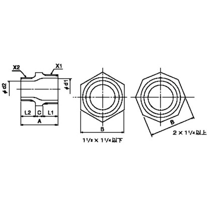 ZD-SUS-6RNi 径違い六角ニップル ZD(シール材付)継手(SUS) リケン 呼び径40×25A  ZD-SUS-6RNi
