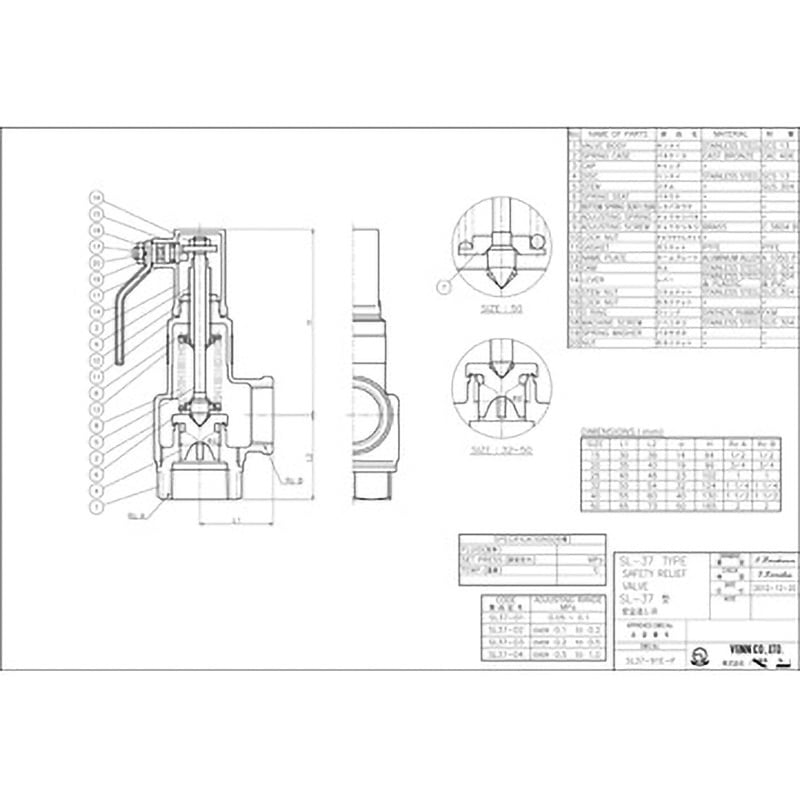 Venn SL-37型 安全逃し弁 1個入　ふく太郎 SL-37V型 安全逃し弁 | 流体制御弁の株式会社ベン