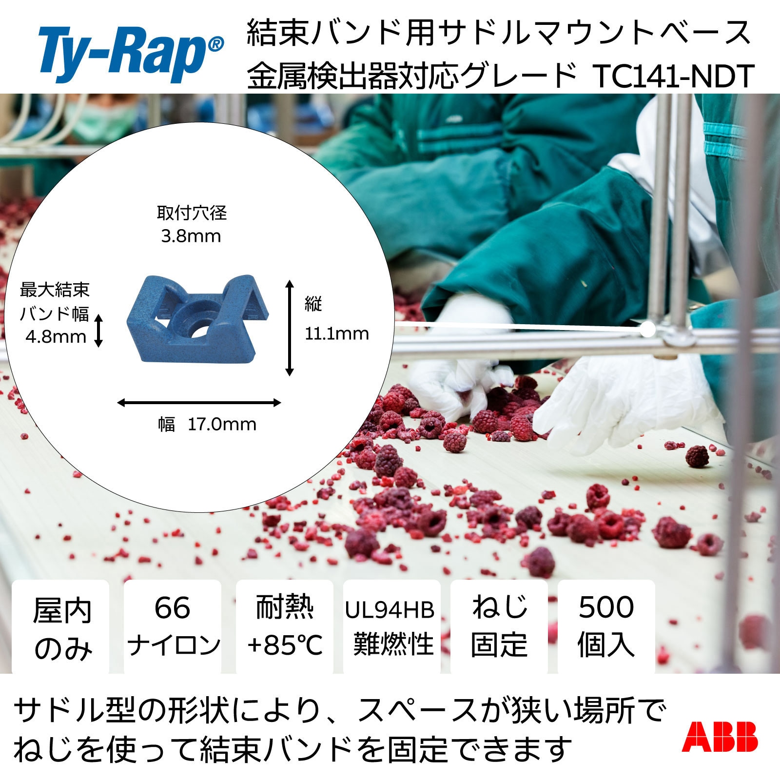 TC141-NDT サドル型マウンティングベース TY-Rap ねじ固定もしくはリベット固定  1袋 TC141-NDT