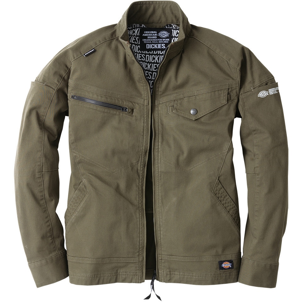 D-2880 ストレッチジャケット Dickies(ディッキーズ) 混率綿97・ポリウレタン3% オリーブ色 4L着丈70cm  D-2880 5,216円