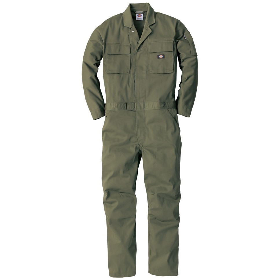 D-766 T/C ストレッチツナギ Dickies(ディッキーズ) 長袖 アーミー色 着丈67cm袖丈66cm