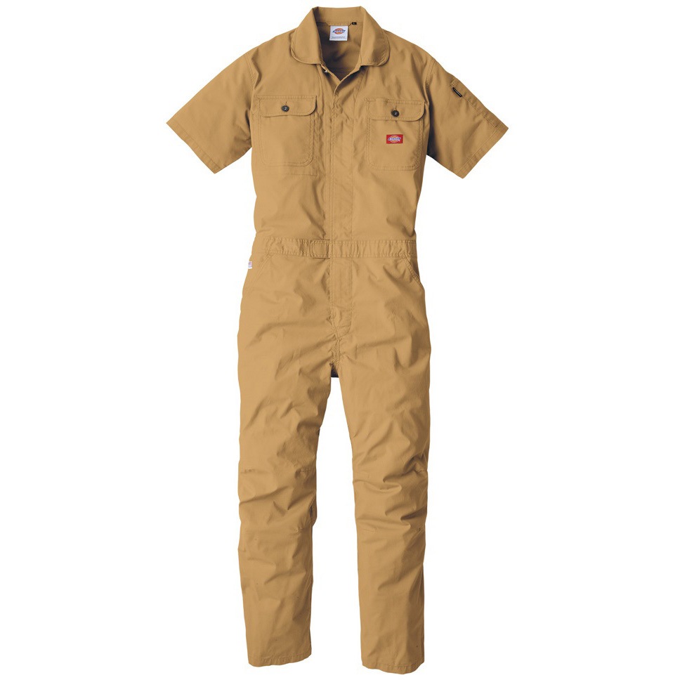 D-749 ストレッチCVC半袖ツナギ Dickies(ディッキーズ) カーキ色 着丈61cm袖丈26cm  D-749