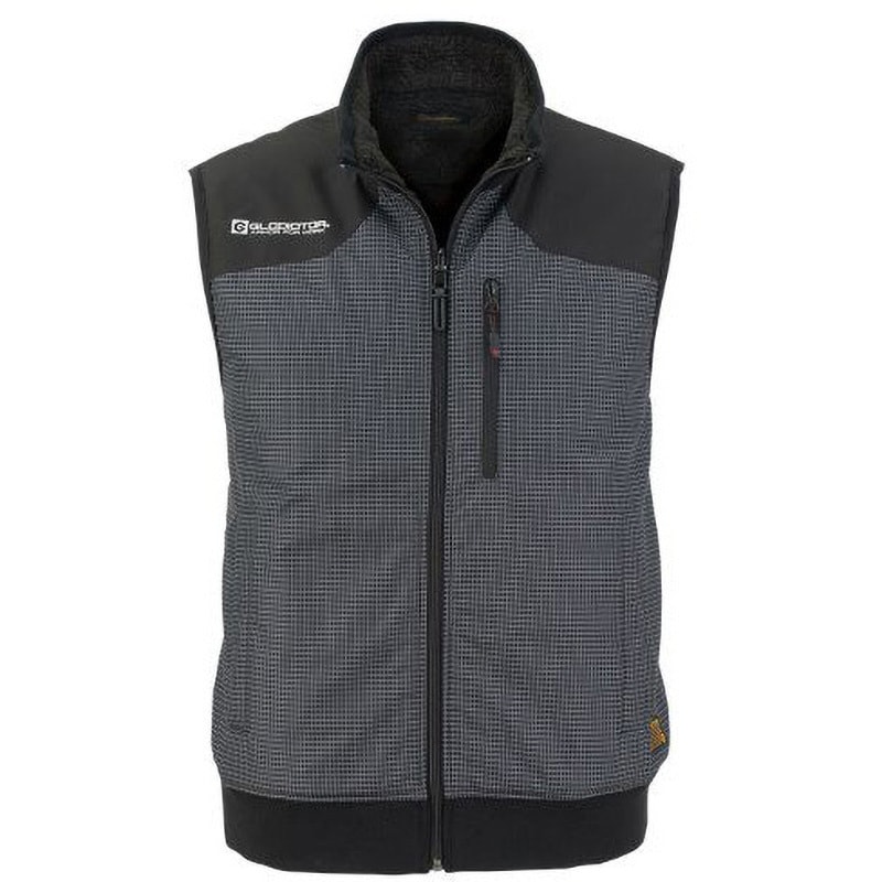 G-9909 リバーシブル 防寒ベスト GLADIATOR グリッド×ブラック色 3L着丈67cm  G-9909