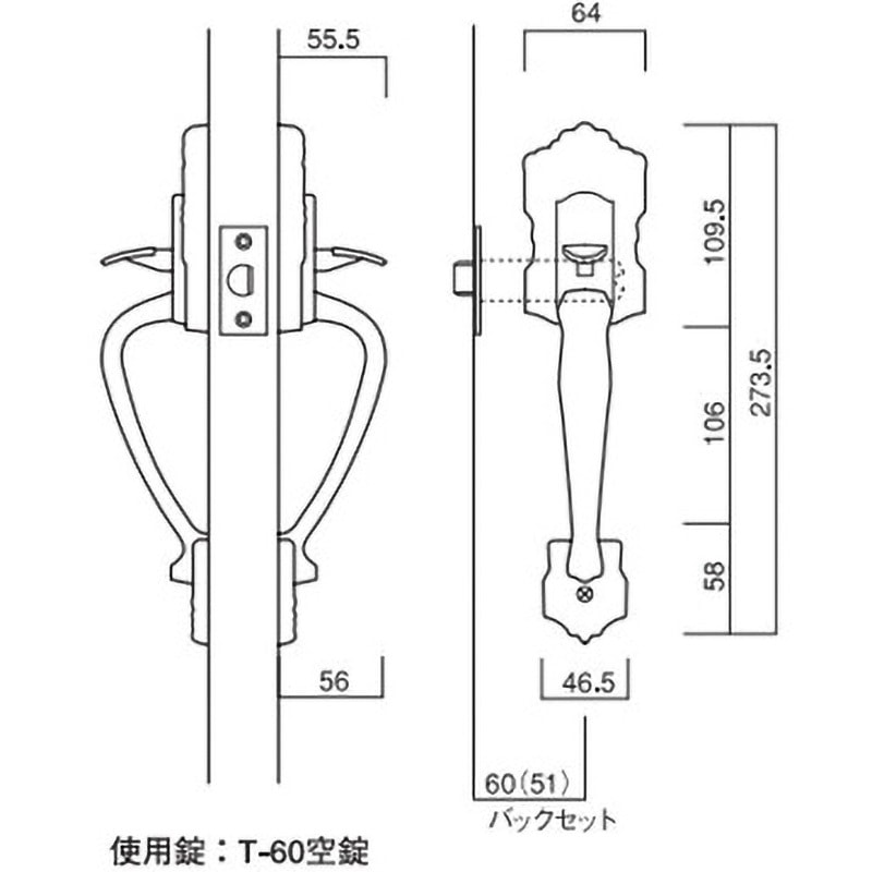 JRGB-60 古代キャッスルジュニア 長沢製作所 屋内用 適合扉厚30