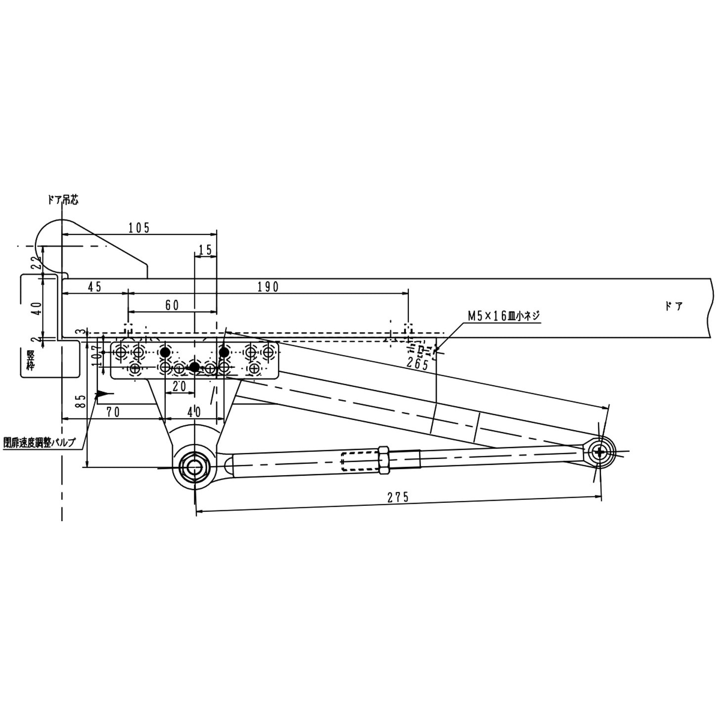 s.oページ RYOBIリョービ 万能型取替用ドアクローザーS-201P 軽量ドア用 15kg