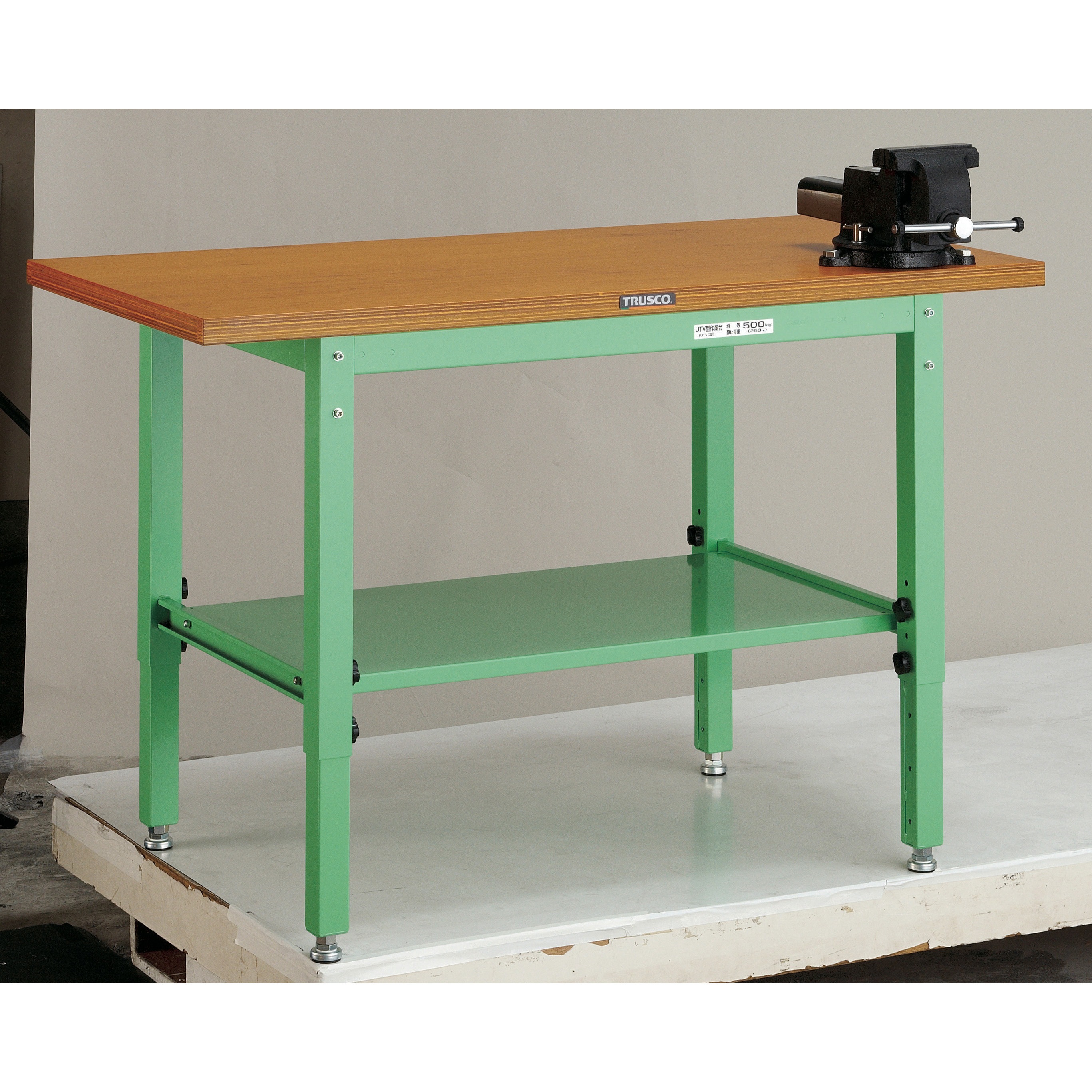 UTV-1260V12YG 高さ調節式作業台(バイス付) 標準タイプ TRUSCO ダップ