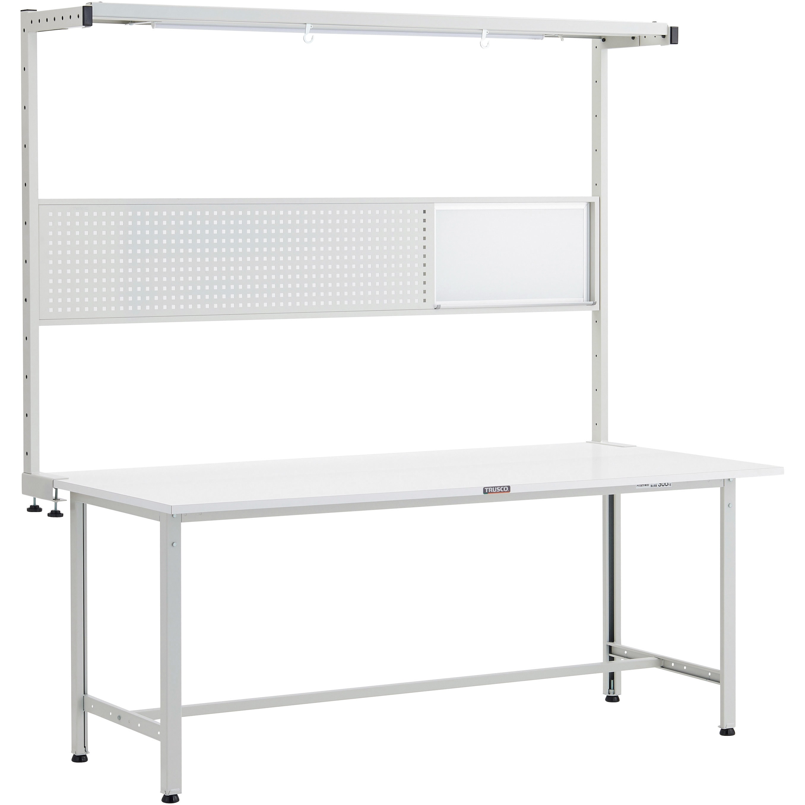 AE-1809THFS W 軽量作業台(ツールハンガーオプションフルセット付)ポリ化粧板 TRUSCO 荷重300kg 間口1800mm奥行900mm高さ1948mm  AE-1809THFS W