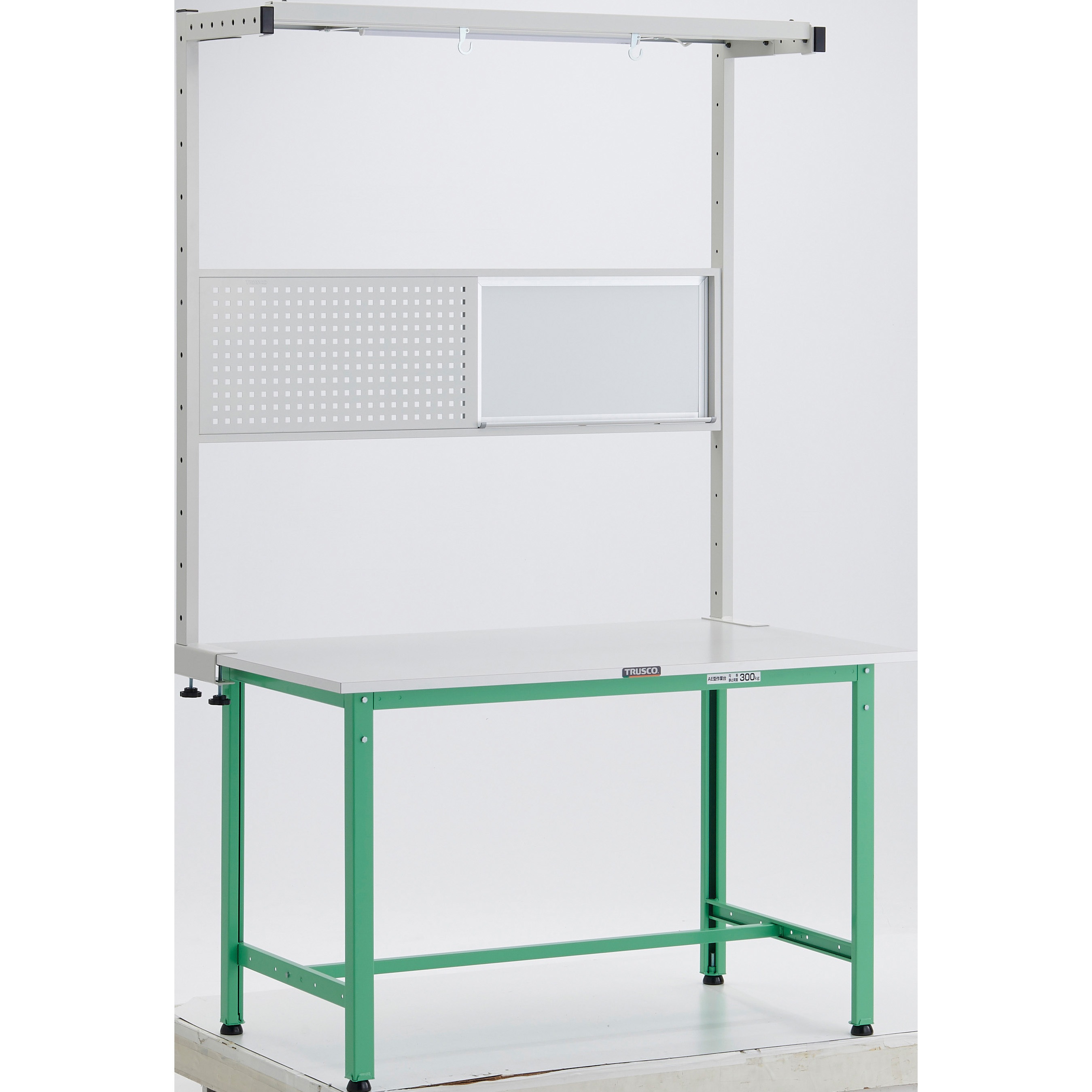 RAE-1200THFS YG 軽量作業台(ツールハンガーオプションフルセット付)リノリューム張 TRUSCO 荷重300kg 間口1200mm奥行750mm高さ1948mm  RAE-1200THFS YG
