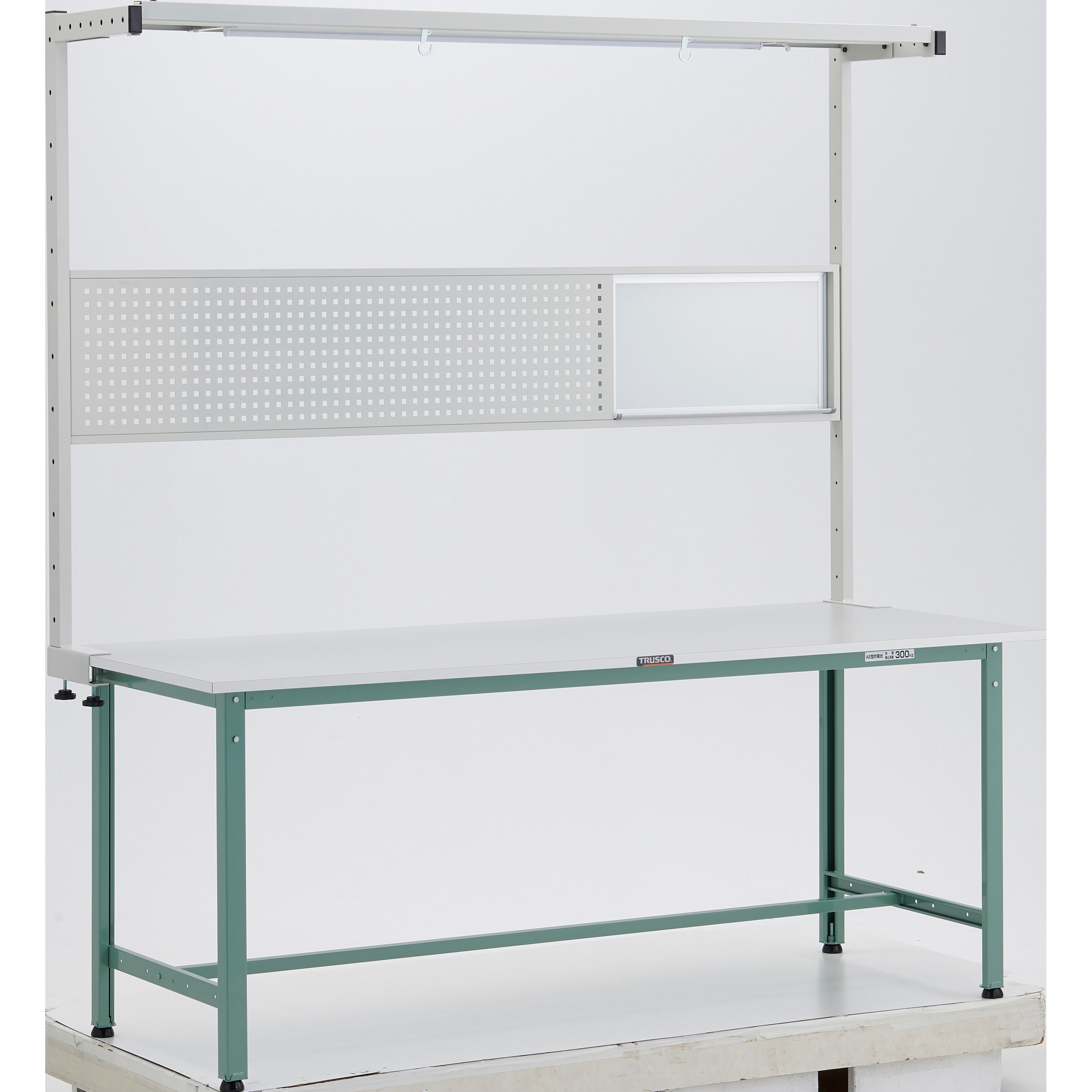 RAE-1800THFS 軽量作業台(ツールハンガーオプションフルセット付)リノリューム張 TRUSCO 荷重300kg 間口1800mm奥行750mm高さ1948mm