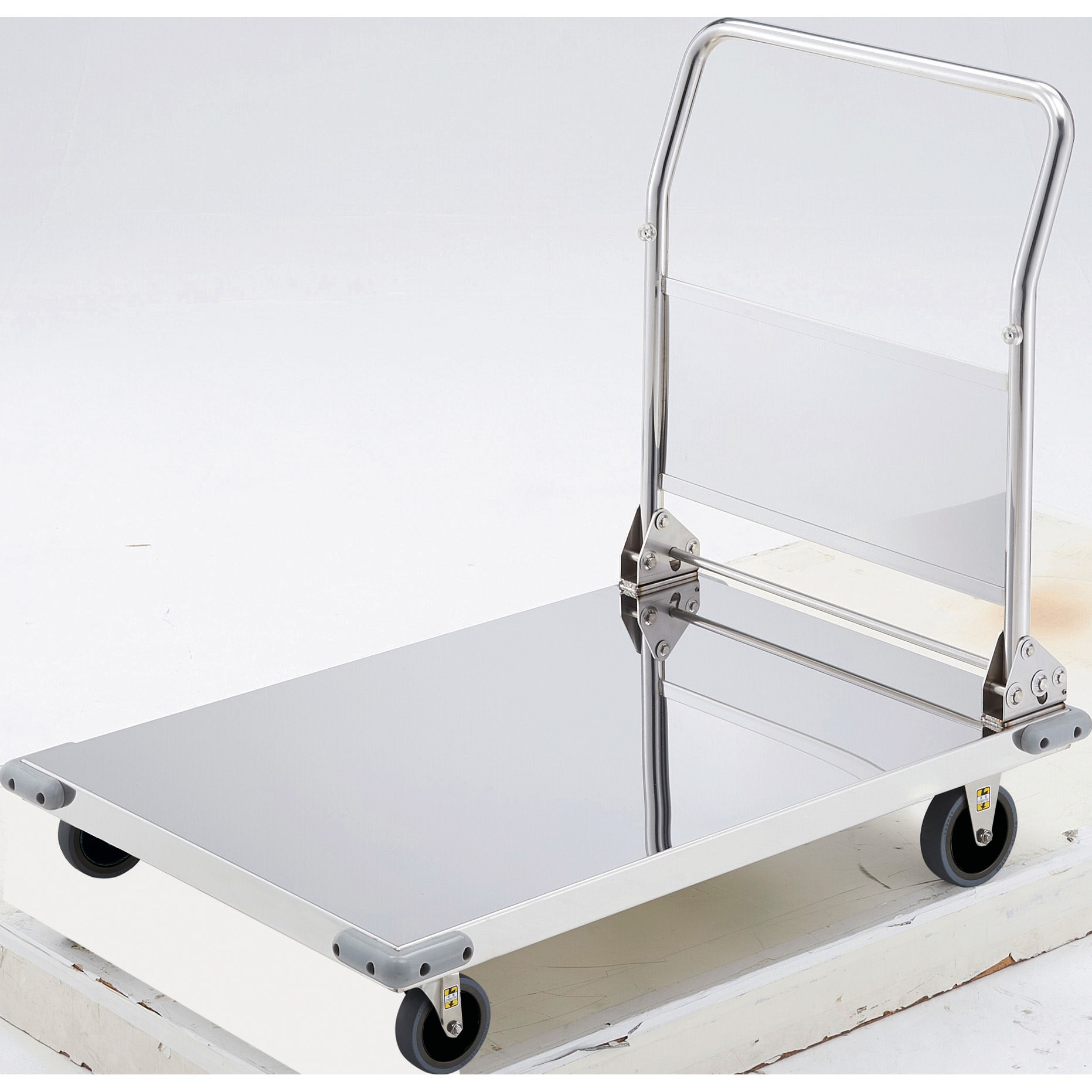 AS-O-2-100TBU オールステンレス台車(折りたたみハンドルタイプ帯電防止ウレタン車輪) TRUSCO 幅600mm高さ164mm  AS-O-2-100TBU