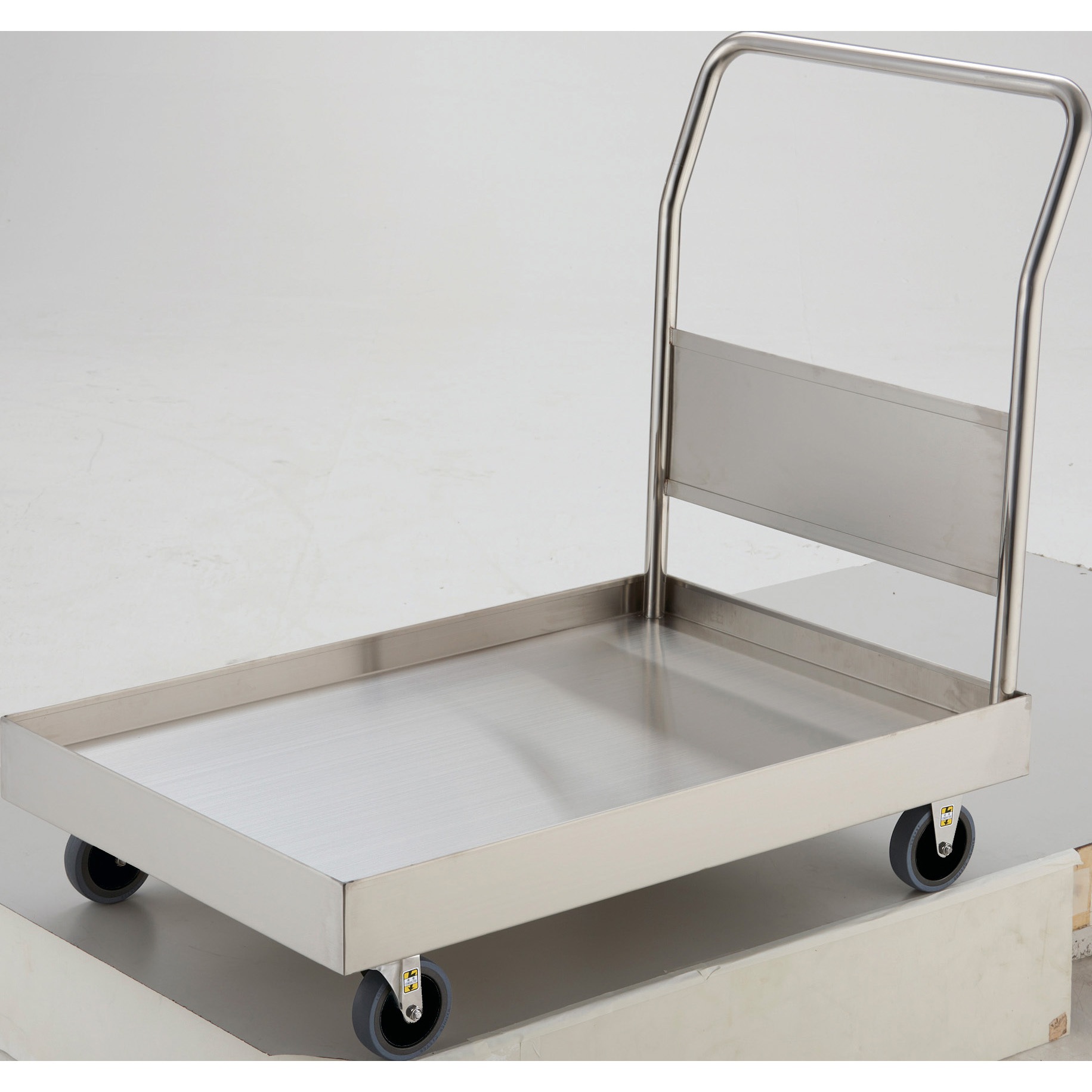 SSAR-3TBU オールステンレス皿型台車(固定ハンドルタイプ帯電防止ウレタン車輪) TRUSCO 幅450mm高さ165mm  SSAR-3TBU