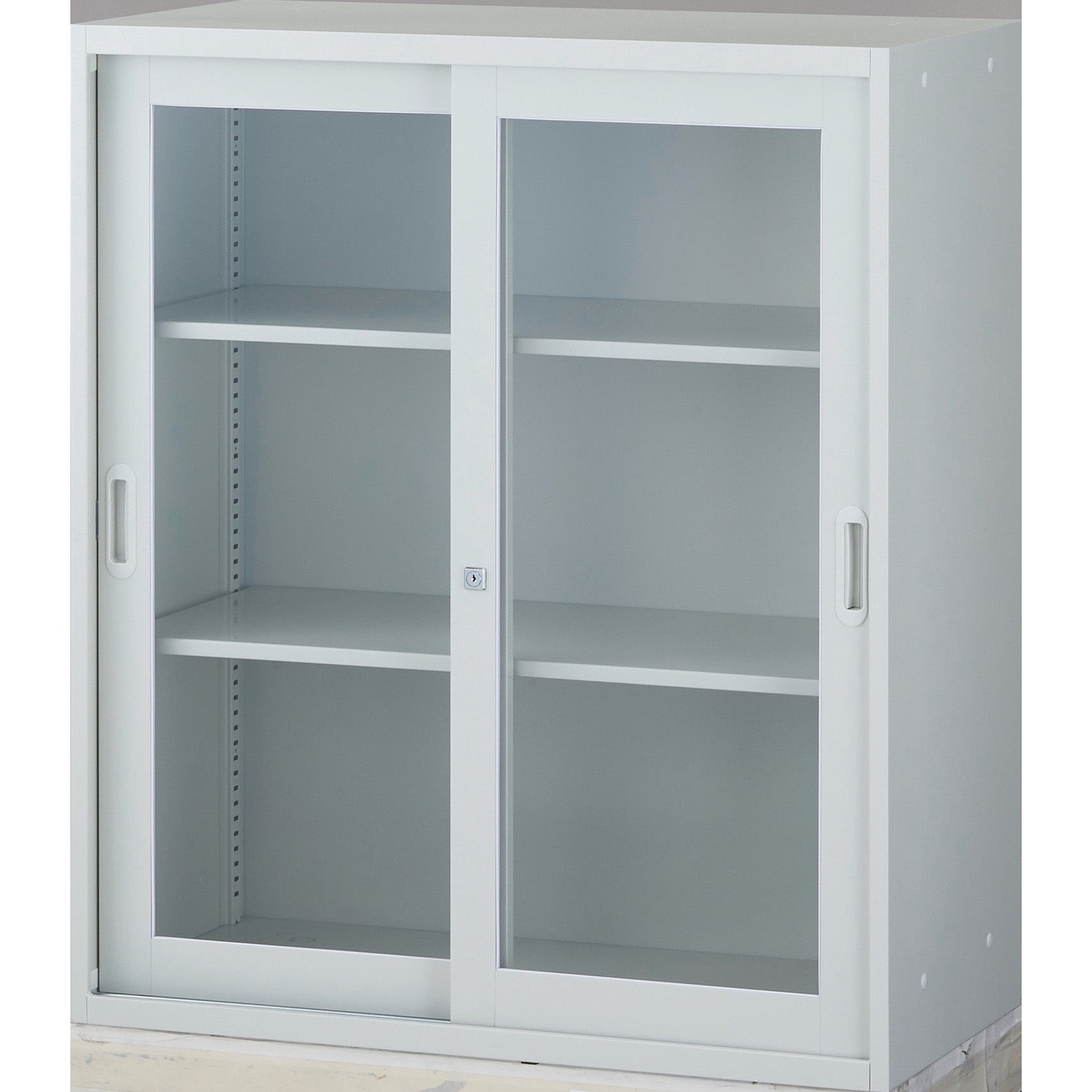 TZWJ-11 工場用システム保管庫”TZW型”(引違扉タイプ) ガラス扉タイプ TRUSCO ホワイト色 上置・下置両用 最大積載量210kg/台 高さ1050mm