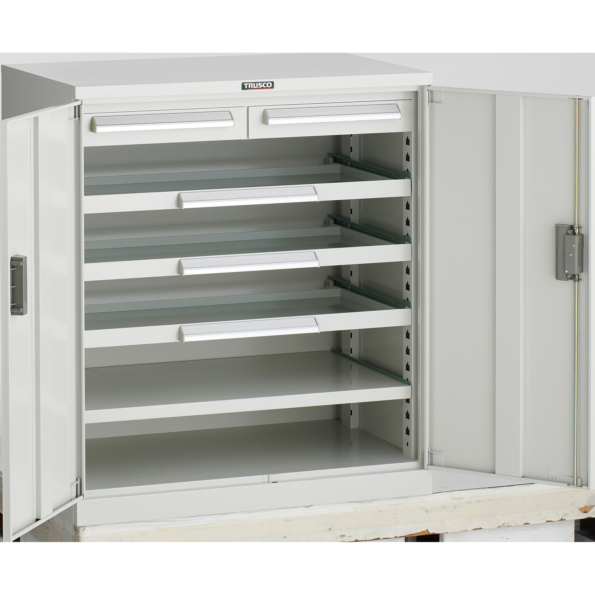 DX-32A-W 工具キャビネット”DX型”(ホワイト) スライド棚・スチール扉付